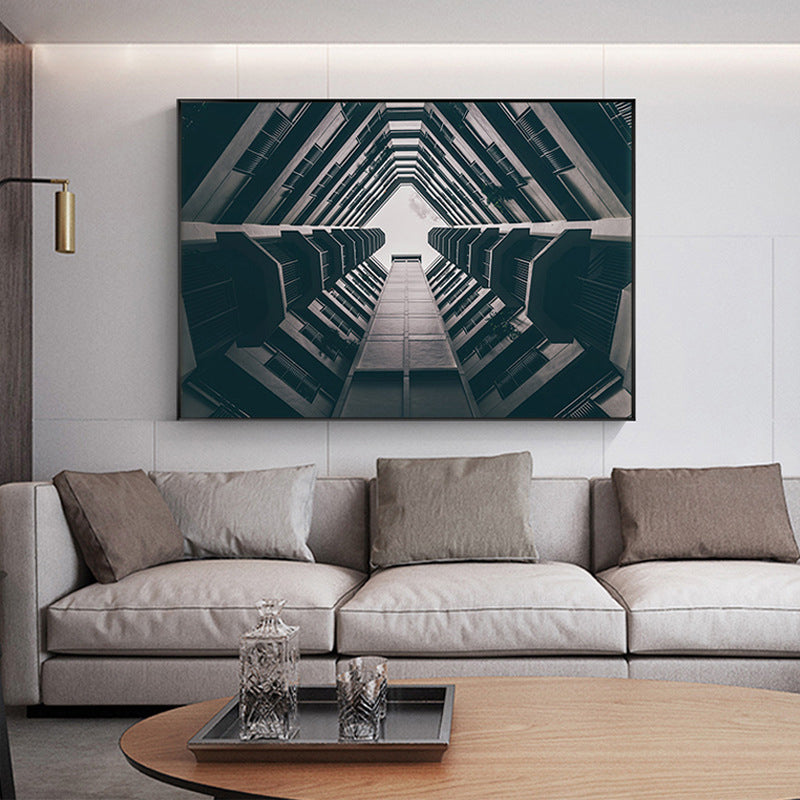 Vivolux | Zachte Kleur Hoge-Rise Gebouw Canvas Textuur Muurkunst voor Slaapkamer, Veelzijdige Maten