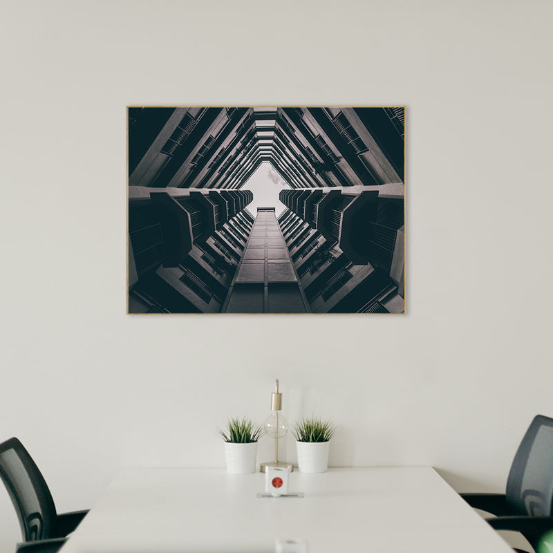 Vivolux | Zachte Kleur Hoge-Rise Gebouw Canvas Textuur Muurkunst voor Slaapkamer, Veelzijdige Maten