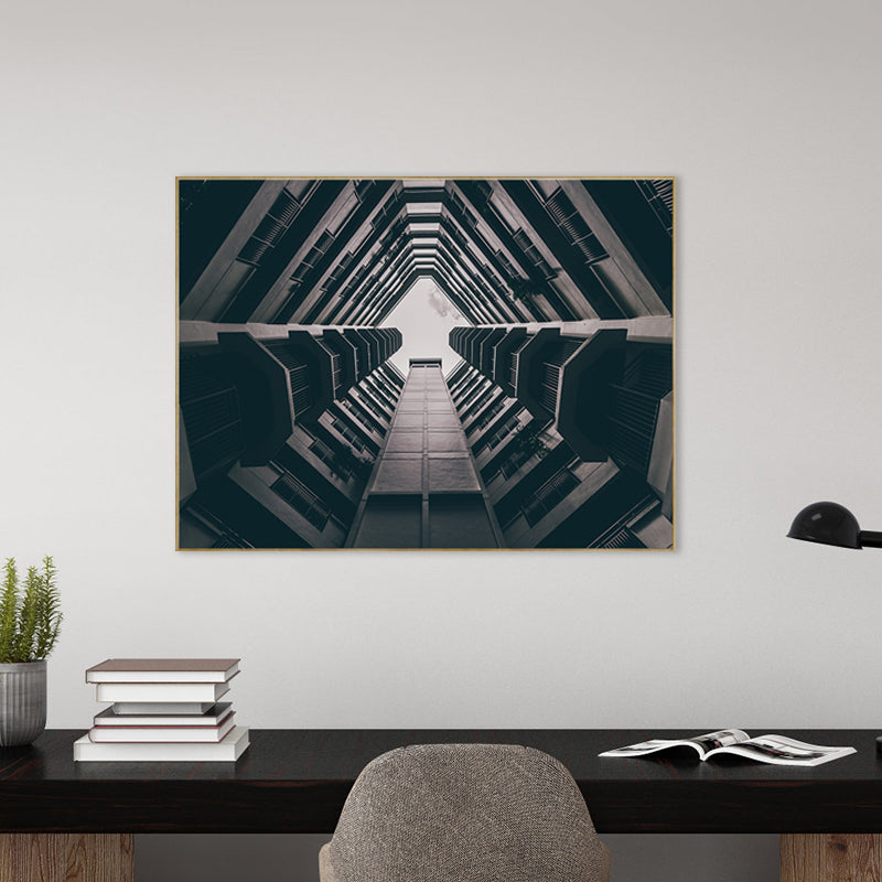Vivolux | Zachte Kleur Hoge-Rise Gebouw Canvas Textuur Muurkunst voor Slaapkamer, Veelzijdige Maten