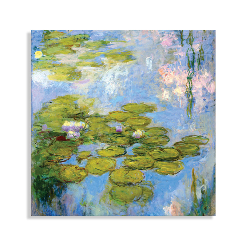 Vivolux | Grüne Lotusblumenlandschaft Leinwand Texturiert Französischer Rustikaler Stil Badezimmermalerei