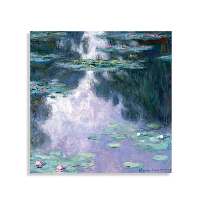 Vivolux | Grüne Lotusblumenlandschaft Leinwand Texturiert Französischer Rustikaler Stil Badezimmermalerei