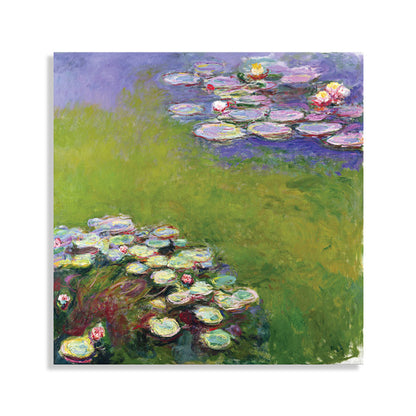 Vivolux | Grüne Lotusblumenlandschaft Leinwand Texturiert Französischer Rustikaler Stil Badezimmermalerei