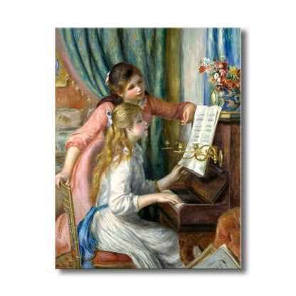 Vivolux | Mädchen und Klavier Wanddekor Impressionismus Texturiertes Schlafzimmer Gemälde, Mehrere Größen