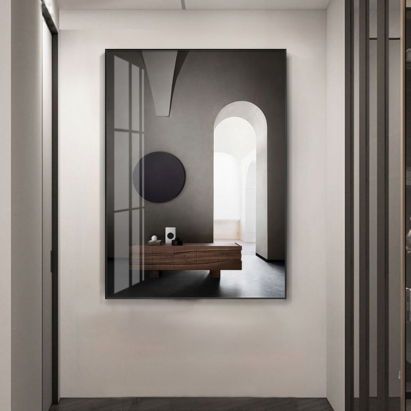 Vivolux | Gewelfde Deurop Schilderij Pastel Kleur Canvas Muur Decor Textuur, Meerdere Maatopties