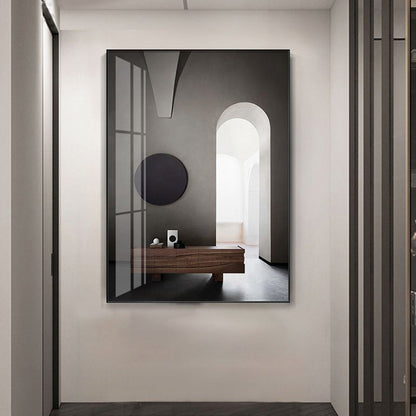 Vivolux | Gewelfde Deurop Schilderij Pastel Kleur Canvas Muur Decor Textuur, Meerdere Maatopties