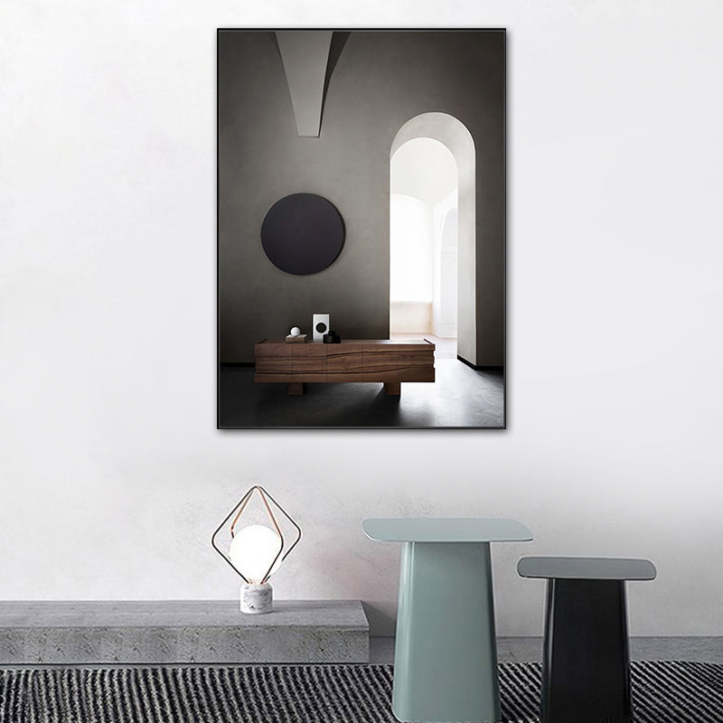 Vivolux | Gewelfde Deurop Schilderij Pastel Kleur Canvas Muur Decor Textuur, Meerdere Maatopties