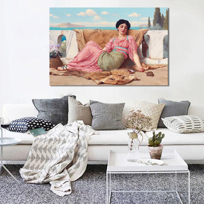 Vivolux | Impressionismus Sitzendes Mädchen Wanddekor Leinwand Rosa Figur Kunstdruck, Mehrere Größen