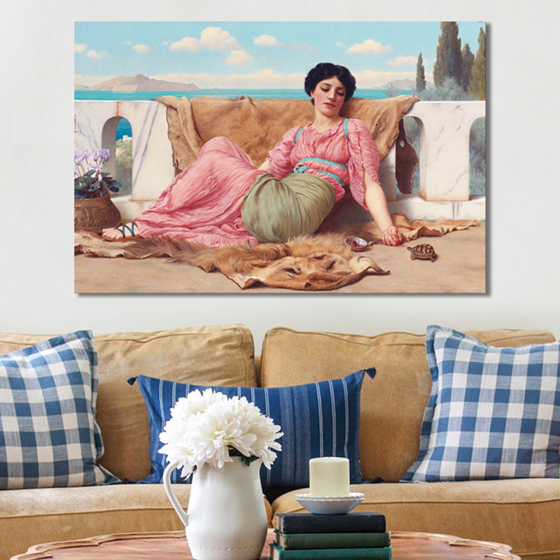 Vivolux | Impressionismus Sitzendes Mädchen Wanddekor Leinwand Rosa Figur Kunstdruck, Mehrere Größen