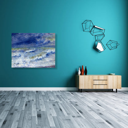 Vivolux | Ozean Landschaft Leinwand im blauen Impressionismus Stil Wandkunst Dekor für Esszimmer