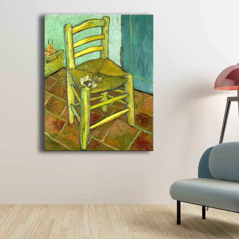Vivolux | Impressionismus Stuhl Wanddekoration in Pastellfarbe Texturiertes Gemälde für das Wohnzimmer