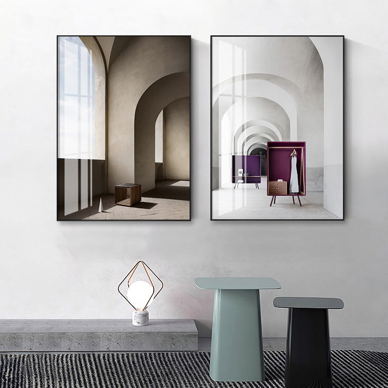 Vivolux | Textured Arched Door Scenery Painting Modern Style Canvas Wall Art, Multiple Sizes