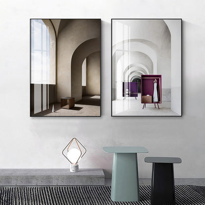 Vivolux | Textured Arched Door Scenery Painting Modern Style Canvas Wall Art, Multiple Sizes
