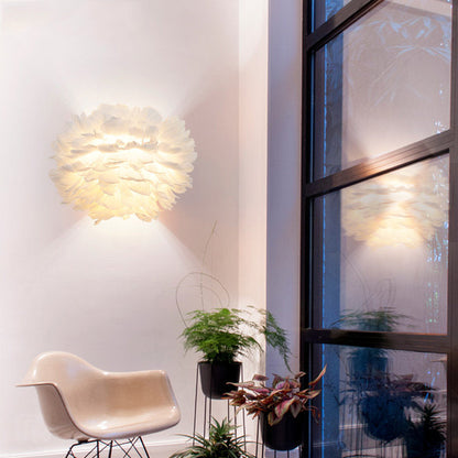 Vivolux | Feder Globus Wandleuchte Moderne Romantische Wandlampe in Weiß für Erwachsenen Schlafzimmer Treppe