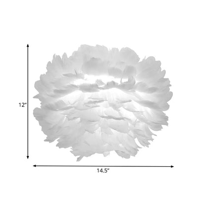 Vivolux | Feder Globus Wandleuchte Moderne Romantische Wandlampe in Weiß für Erwachsenen Schlafzimmer Treppe