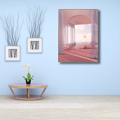 Vivolux | Gordijn en Raam Scene Canvas voor Eetkamer in Lichte Kleur, Meerdere Maat Opties