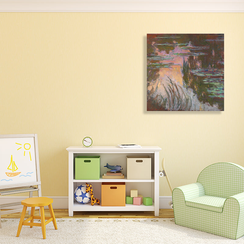 Vivolux | Field Lotus Pond Wanddekoration für das Schlafzimmer von Mädchen in Grün, mehrere Größen verfügbar