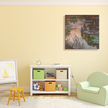 Vivolux | Field Lotus Pond Wanddekoration für das Schlafzimmer von Mädchen in Grün, mehrere Größen verfügbar