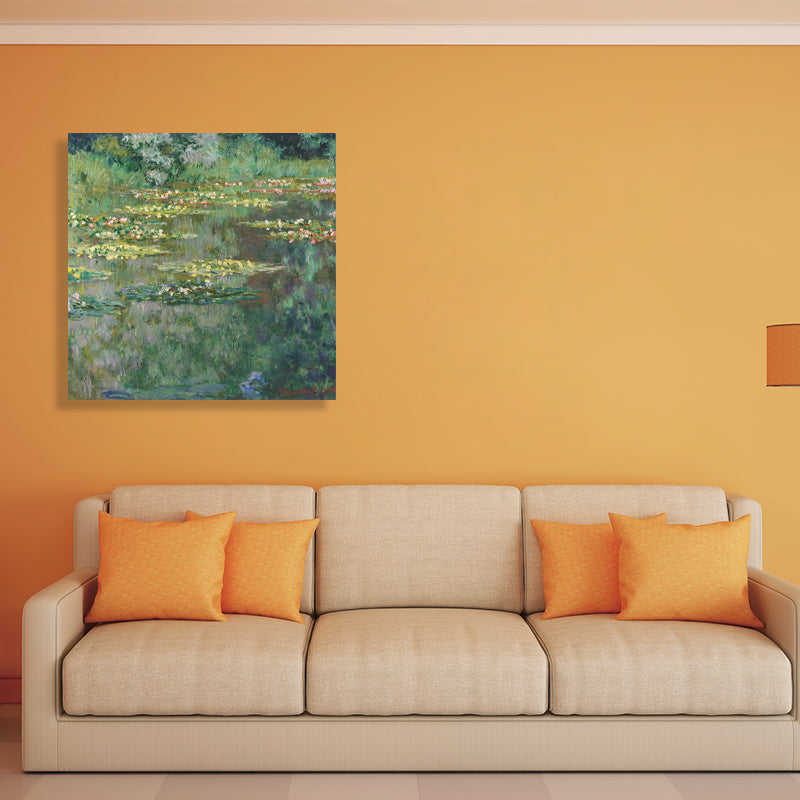 Vivolux | Field Lotus Pond Wanddekoration für das Schlafzimmer von Mädchen in Grün, mehrere Größen verfügbar