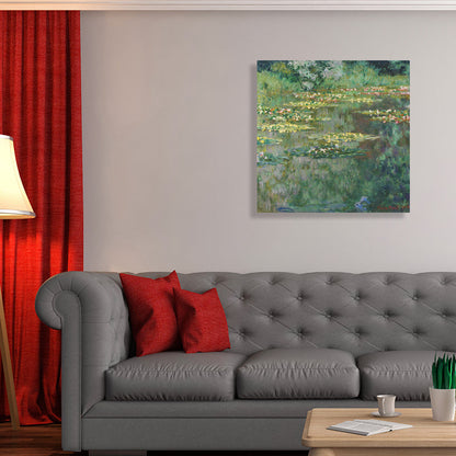 Vivolux | Field Lotus Pond Wanddekoration für das Schlafzimmer von Mädchen in Grün, mehrere Größen verfügbar