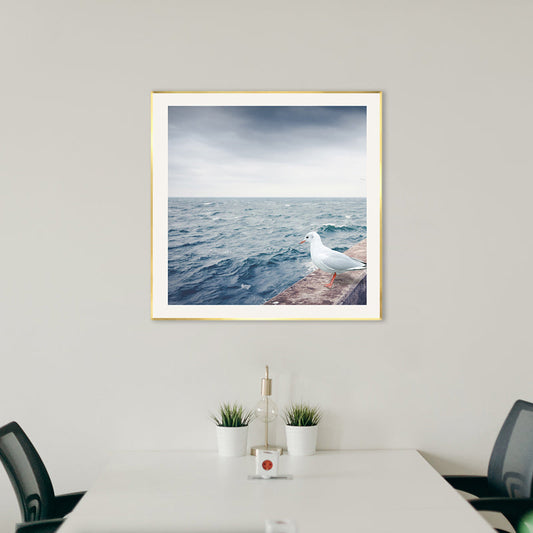 Vivolux | Oceaanscène Wanddecoratie Hedendaagse Stijl Canvas Textuur Schilderij in Lichte Kleur