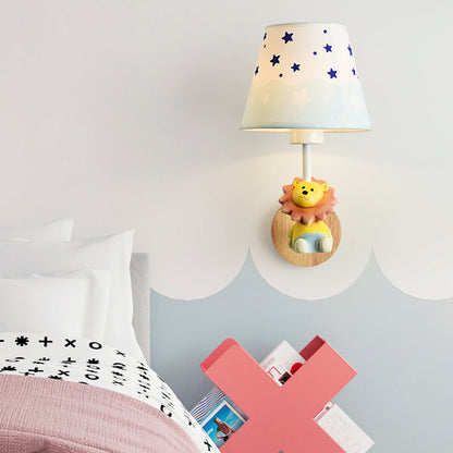 Vivolux | Moderne Wandlampe Reduzierter Schatten Einzel Licht Holz Wandlampe mit Tier für Teen