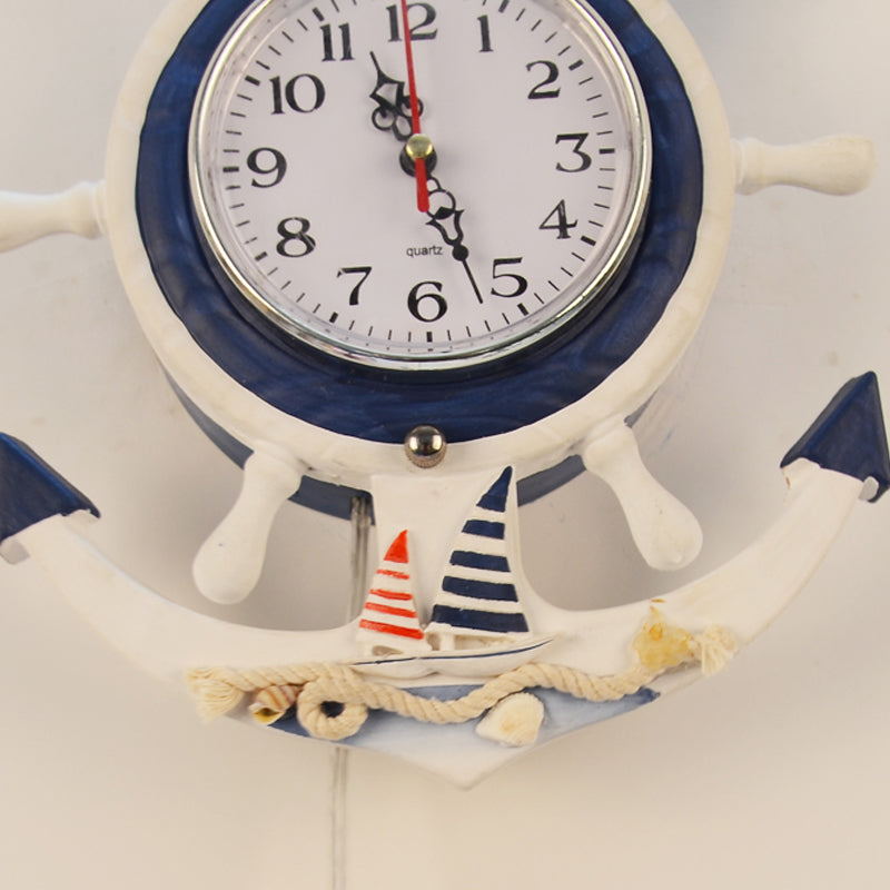 Vivolux | Glas Glocken Wandlamp mit Ankeruhr 1 Licht Mediterrane Wandlampe in Weiß für Hotel