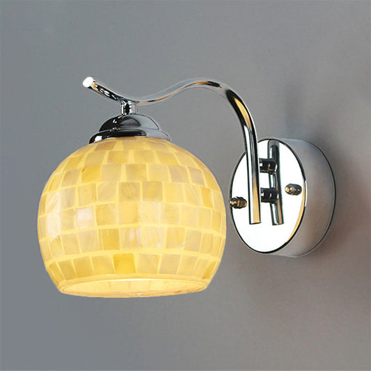 Vivolux | 1 Kopf Flur Wandleuchte Tiffany Beige/Beige-Rot Wandlicht mit Globus-Schalen-Schirm