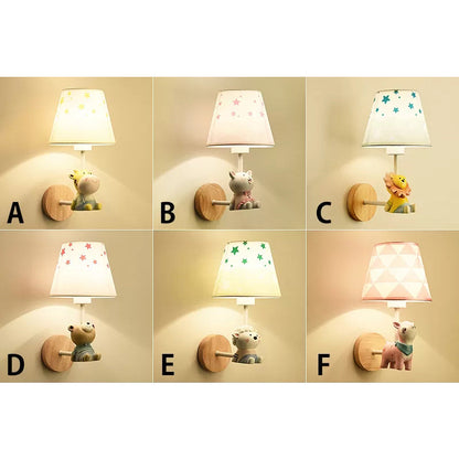 Vivolux | Lieve Dier Wandlamp mit Tapse Schatten Holz 1 Kopf Wandlamp für Flur Eingang