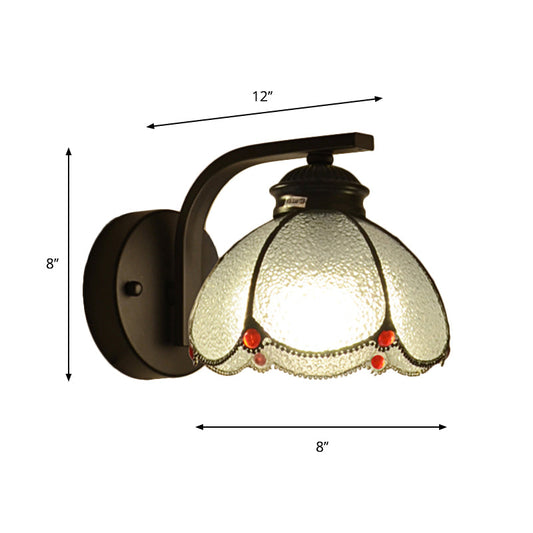 Vivolux | Rote Perlen Dekor Blüten Schirm Wandlampe Tiffany Stil Klare Blasen Glas 1-Kopf Deckenlicht
