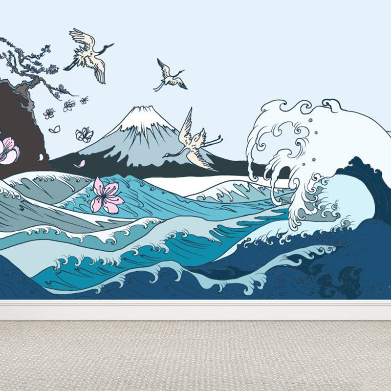 Vivolux | Lichtkleurige Aziatische Landschap Muurdecoratie Vochtbestendig Hedendaagse Badkamermuurbedekking