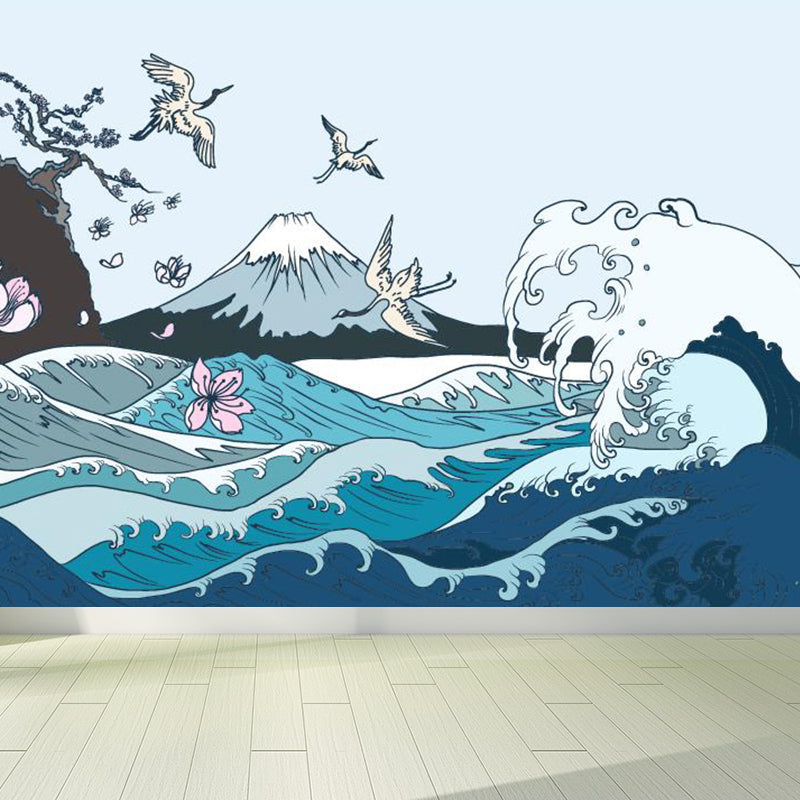 Vivolux | Lichtkleurige Aziatische Landschap Muurdecoratie Vochtbestendig Hedendaagse Badkamermuurbedekking