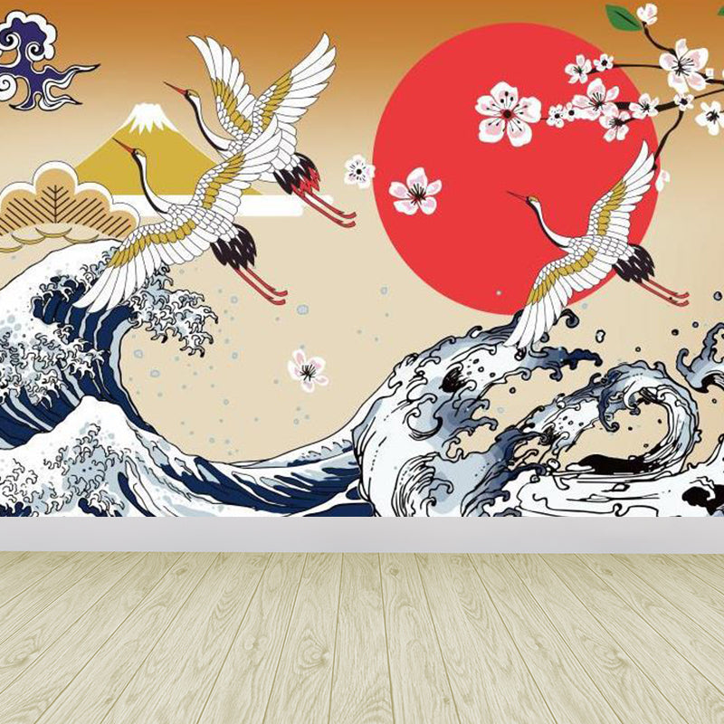 Vivolux | Lichtkleurige Aziatische Landschap Muurdecoratie Vochtbestendig Hedendaagse Badkamermuurbedekking