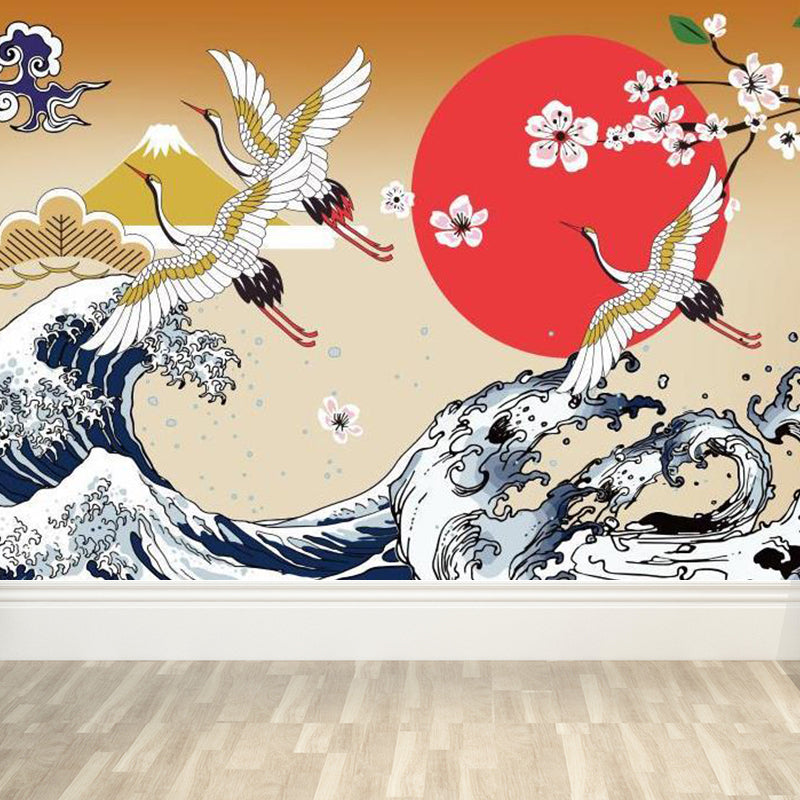 Vivolux | Lichtkleurige Aziatische Landschap Muurdecoratie Vochtbestendig Hedendaagse Badkamermuurbedekking