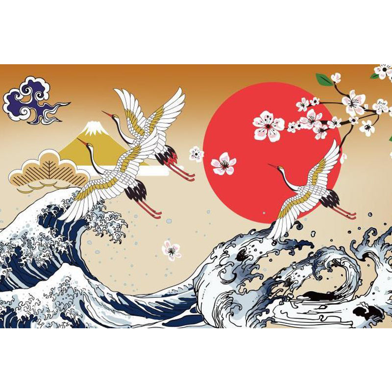 Vivolux | Lichtkleurige Aziatische Landschap Muurdecoratie Vochtbestendig Hedendaagse Badkamermuurbedekking