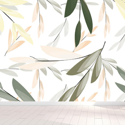 Vivolux | Illustrationsstil Blätter Wandgemälde Riesen Wandverkleidung für das Esszimmer, individuell