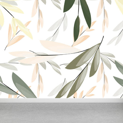 Vivolux | Illustrationsstil Blätter Wandgemälde Riesen Wandverkleidung für das Esszimmer, individuell