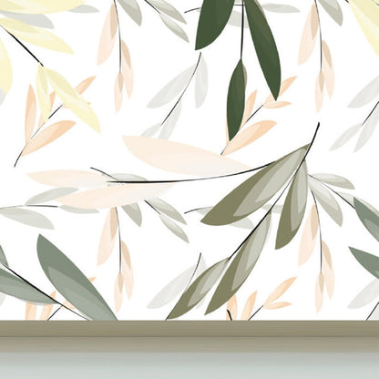 Vivolux | Illustrationsstil Blätter Wandgemälde Riesen Wandverkleidung für das Esszimmer, individuell