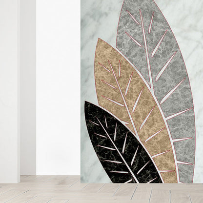 Vivolux | Illustrationsstil Blätter Wandgemälde Riesen Wandverkleidung für das Esszimmer, individuell