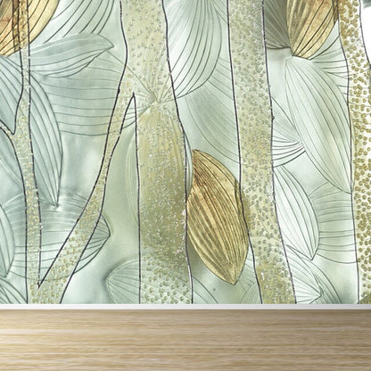 Vivolux | Illustrationsstil Blätter Wandgemälde Riesen Wandverkleidung für das Esszimmer, individuell