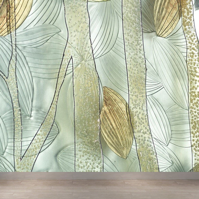 Vivolux | Illustrationsstil Blätter Wandgemälde Riesen Wandverkleidung für das Esszimmer, individuell