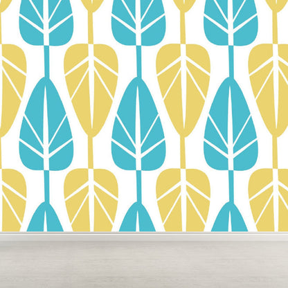 Vivolux | Illustrationsstil Blätter Wandgemälde Riesen Wandverkleidung für das Esszimmer, individuell