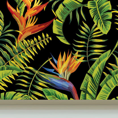 Vivolux | Fleckenschutz Blätter Muster Wandbild Vlies Moderne Wanddekoration für Mädchen Schlafzimmer