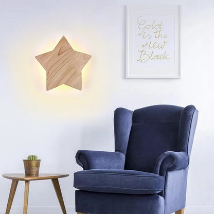 Vivolux | Holzstern Wandlampe Moderne Nordic Wandlicht in Beige für Kinderzimmer Flur