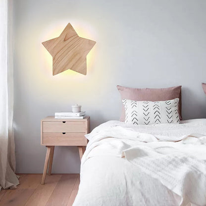 Vivolux | Holzstern Wandlampe Moderne Nordic Wandlicht in Beige für Kinderzimmer Flur