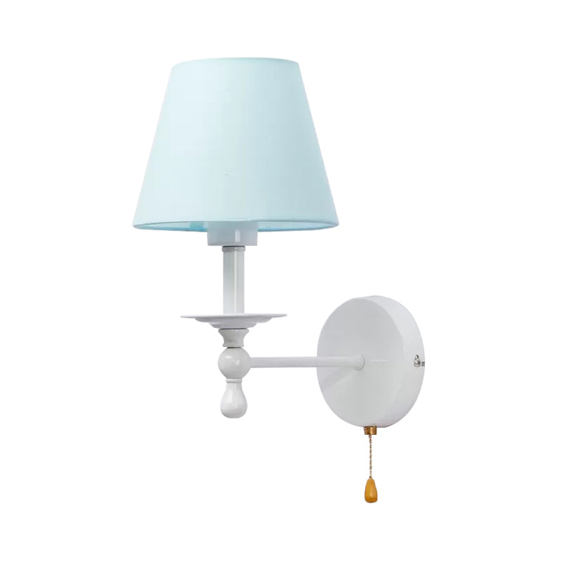 Vivolux | Stoff Schmal Shade Wandlampe mit Zugkette Esszimmer Ein Licht Moderne Wandleuchte in Blau
