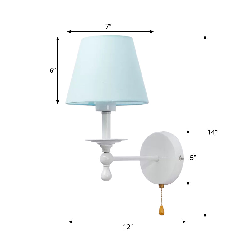 Vivolux | Stoff Schmal Shade Wandlampe mit Zugkette Esszimmer Ein Licht Moderne Wandleuchte in Blau