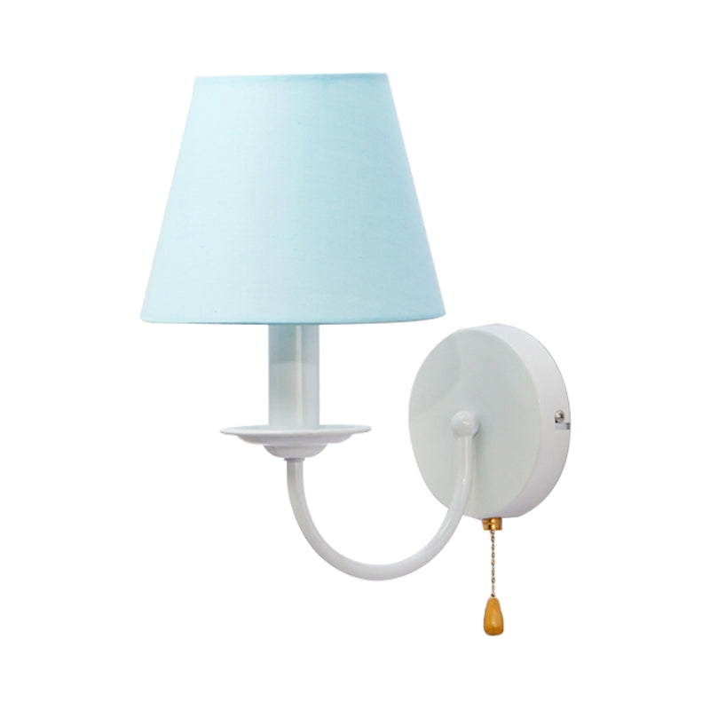 Vivolux | Stoff Schmal Shade Wandlampe mit Zugkette Esszimmer Ein Licht Moderne Wandleuchte in Blau