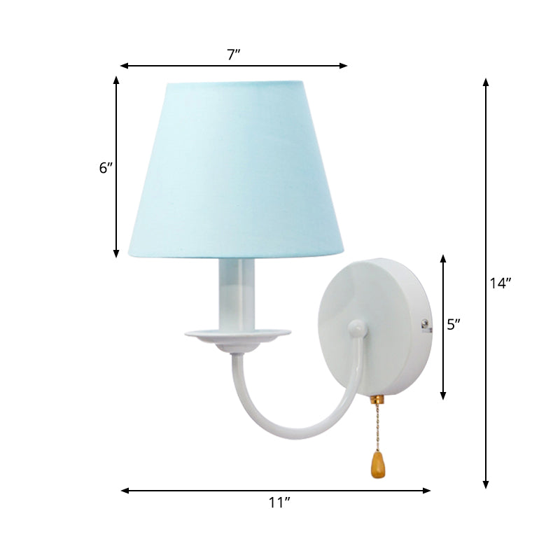 Vivolux | Stoff Schmal Shade Wandlampe mit Zugkette Esszimmer Ein Licht Moderne Wandleuchte in Blau