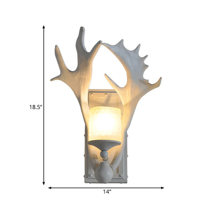Vivolux | Harz Geweih Wandleuchte Ein Kopf Rustikal Stilvolle Wandleuchte in Weiß für Kinderzimmer
