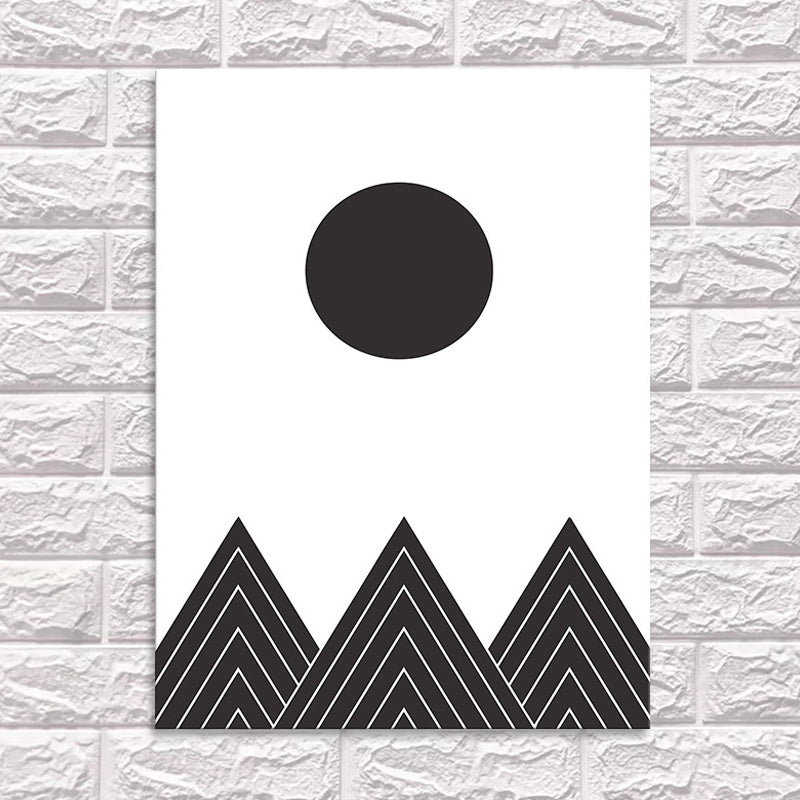 Vivolux | Morgenberglandschaft Gemälde Schwarze Skandinavische Umwickelte Leinwand für das Familienzimmer